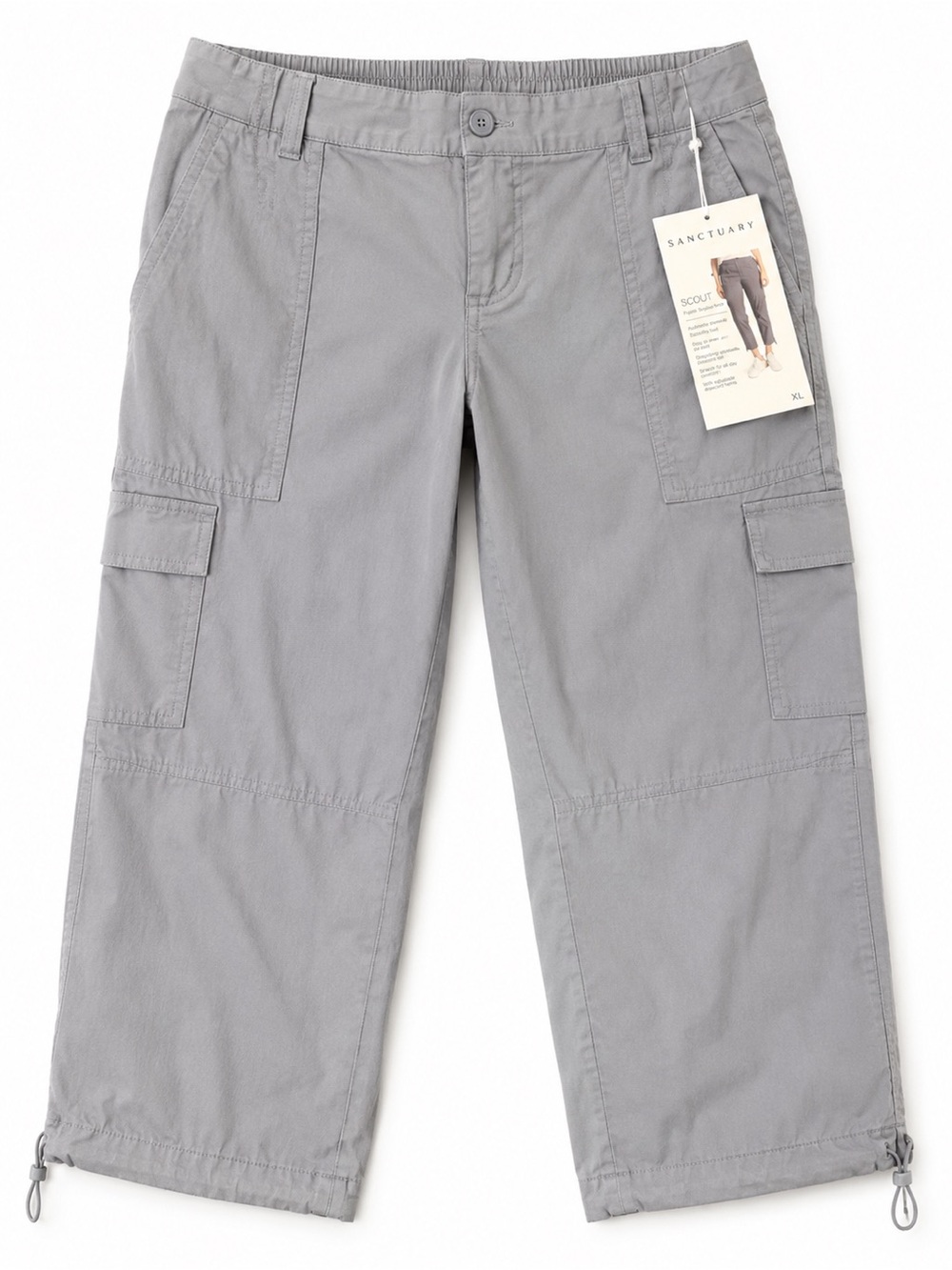 Sanctuary Scout Poplin Cargo Capri Pants Gray XL NWT